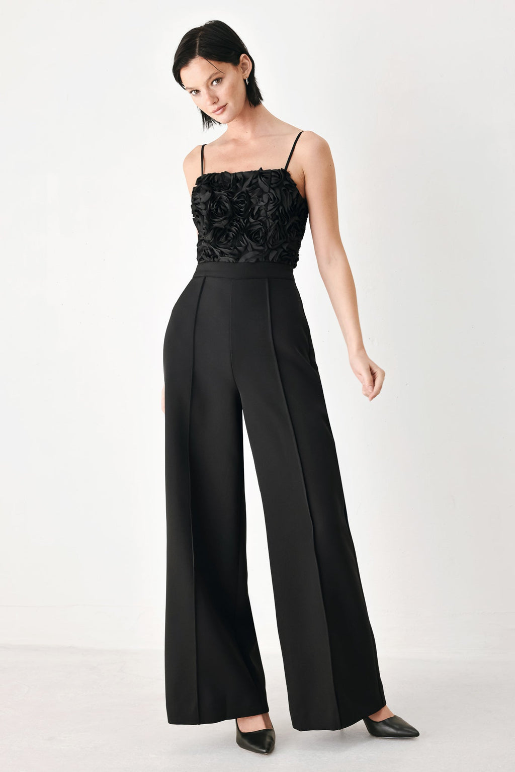 Rose All Night Rosette Wide-Leg Jumpsuit