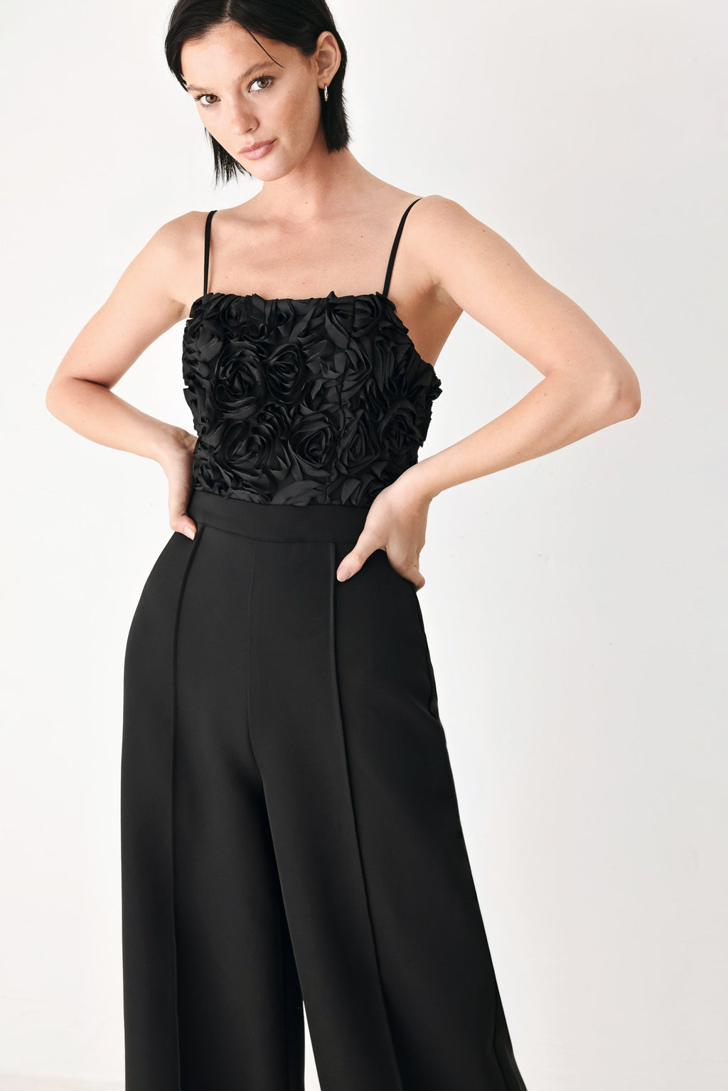 Rose All Night Rosette Wide-Leg Jumpsuit