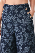 Midnight Rose Jacquard Denim Pants