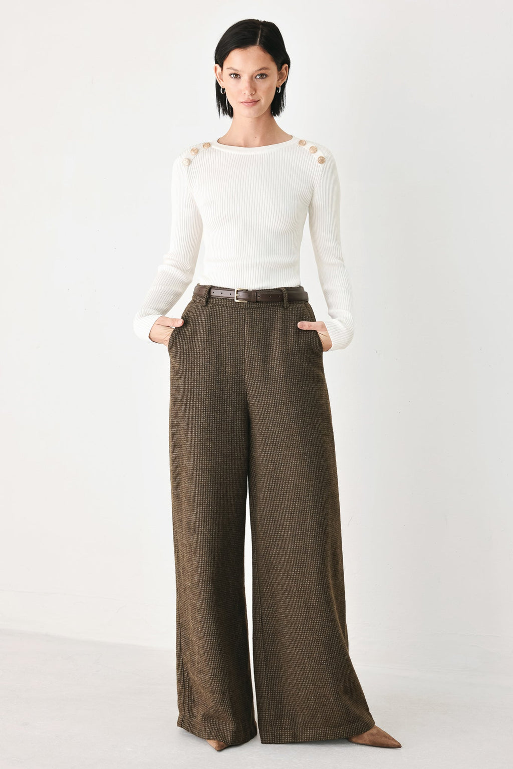 Heritage Charm Belted Wide-Leg Pants