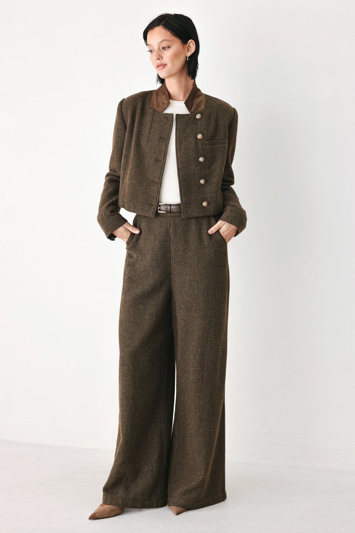 Heritage Charm Belted Wide-Leg Pants