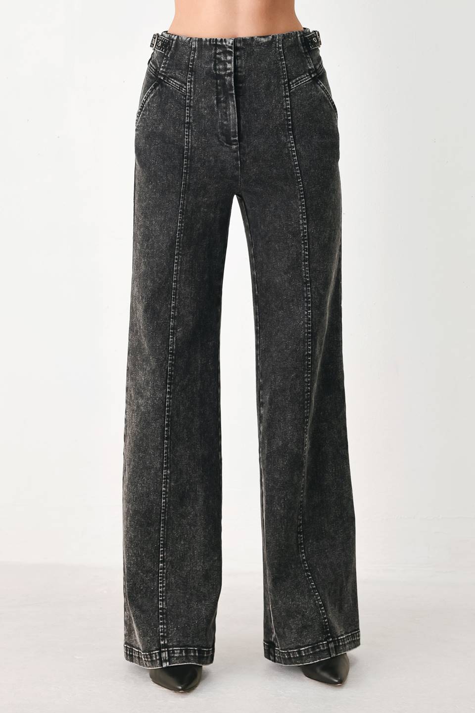 City Limits Black Denim Wide Leg Pants