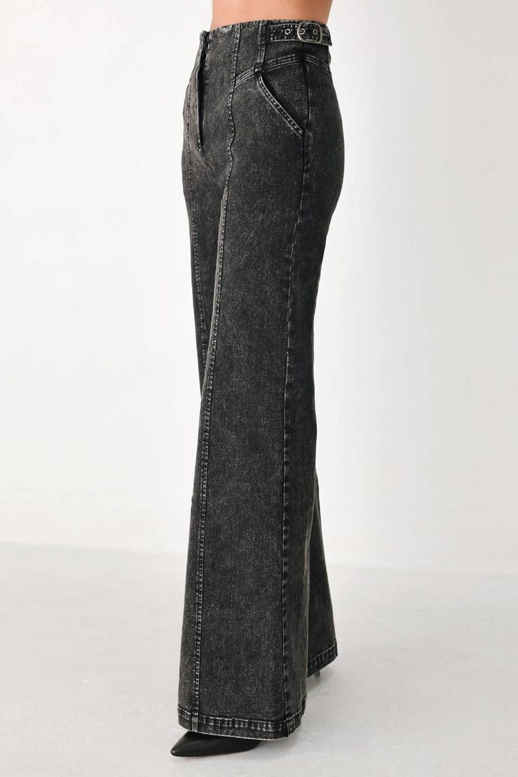 City Limits Black Denim Wide Leg Pants