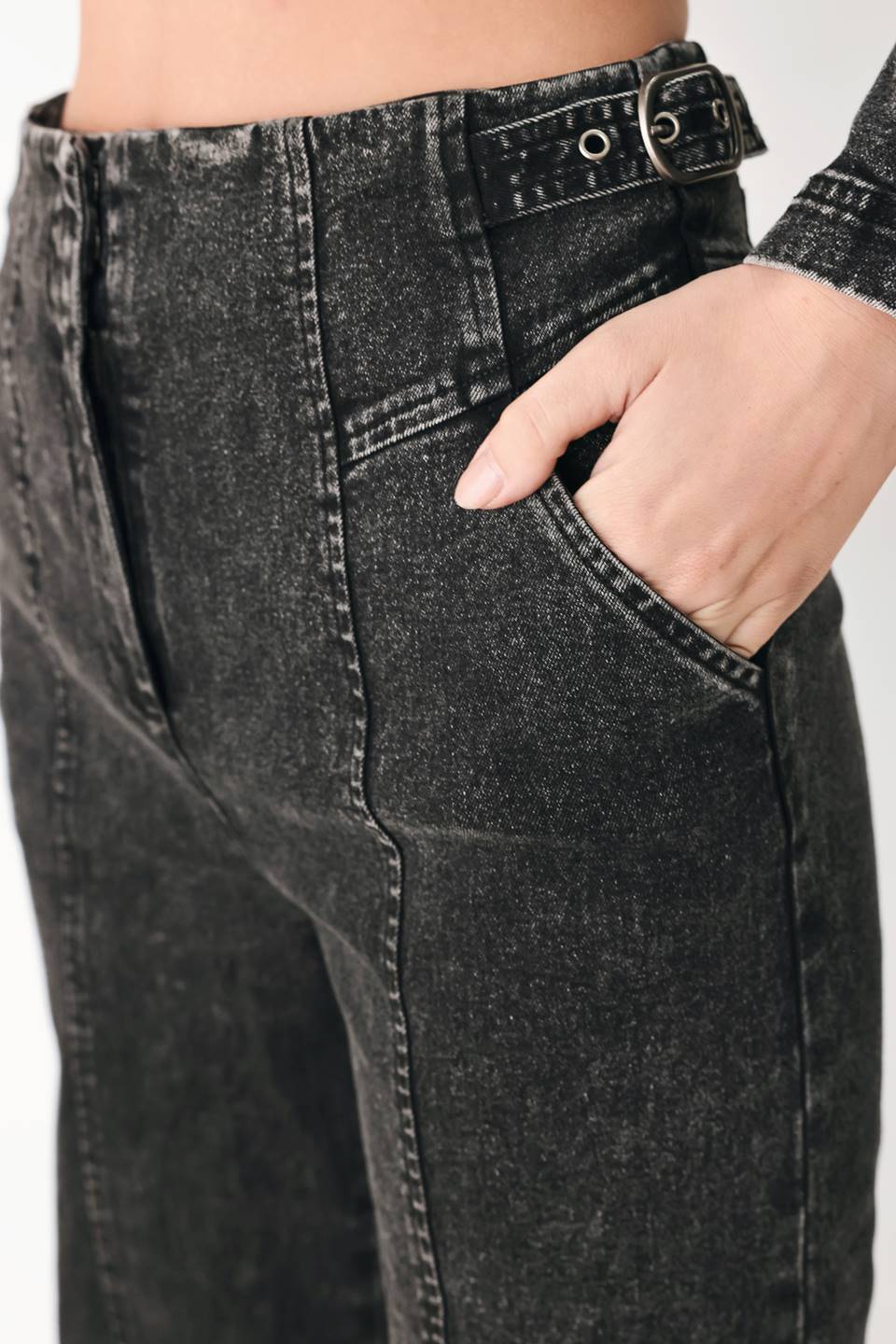 City Limits Black Denim Wide Leg Pants