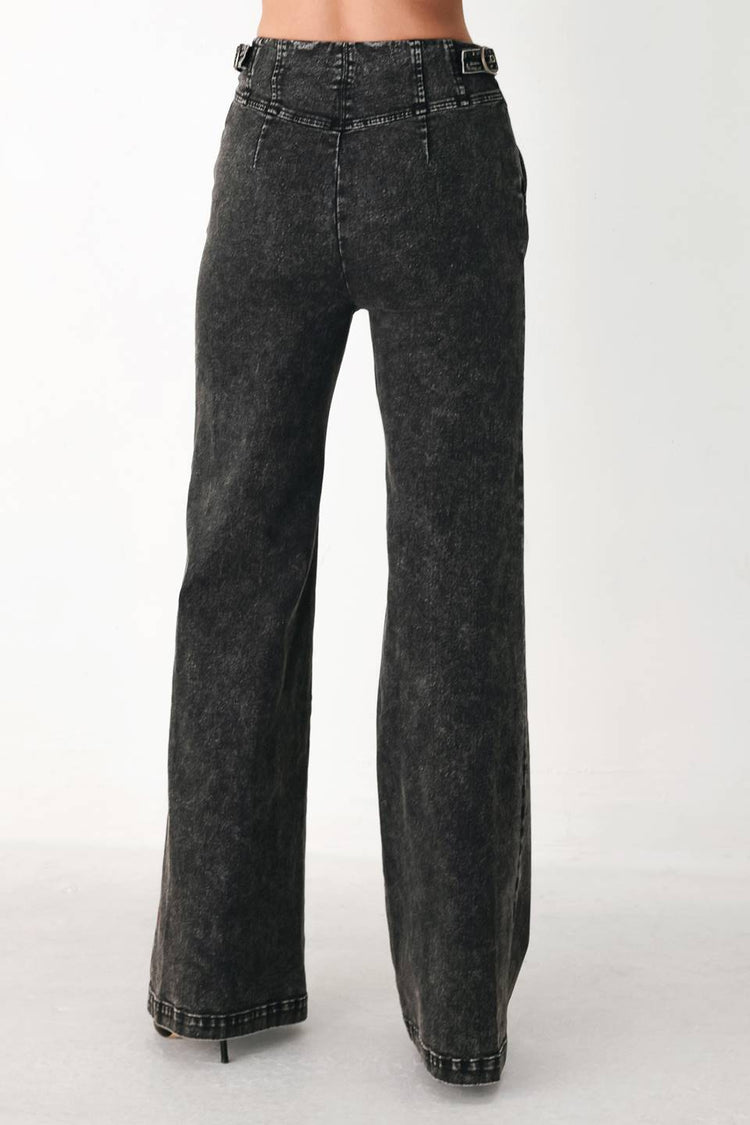 City Limits Black Denim Wide Leg Pants