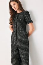 Midnight Tweed Sequin Wide-Leg Jumpsuit