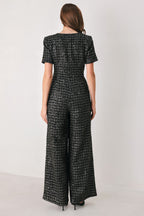 Midnight Tweed Sequin Wide-Leg Jumpsuit