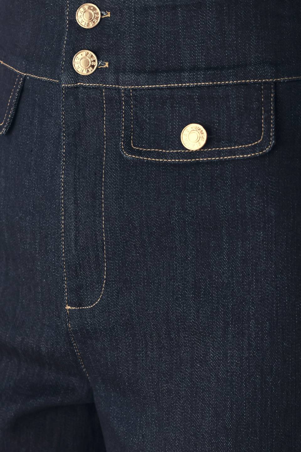 Indigo Icon Dark Indigo Button-Detail Wide-Leg Jeans