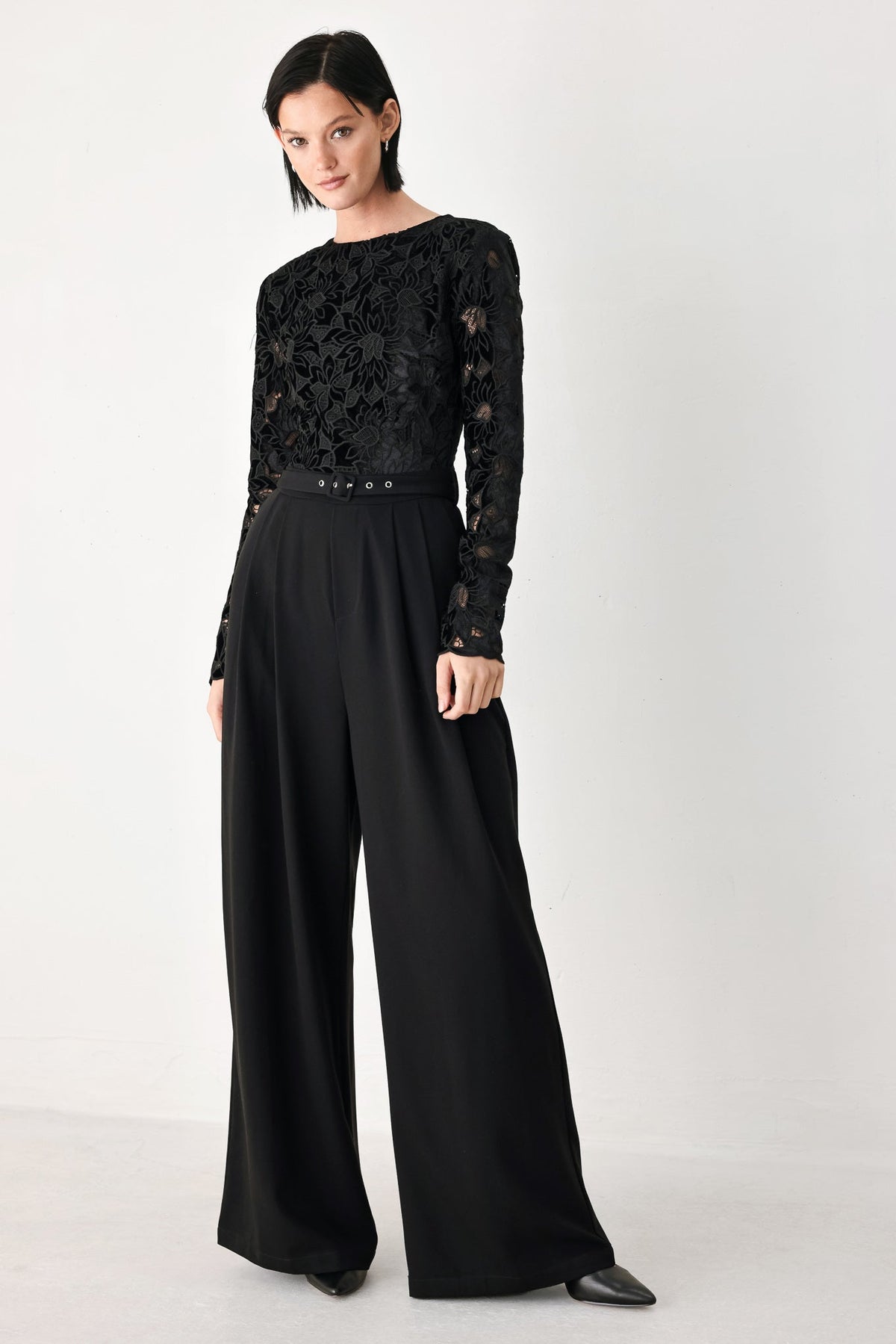 After Dark Lace Wide-Leg Jumpsuit