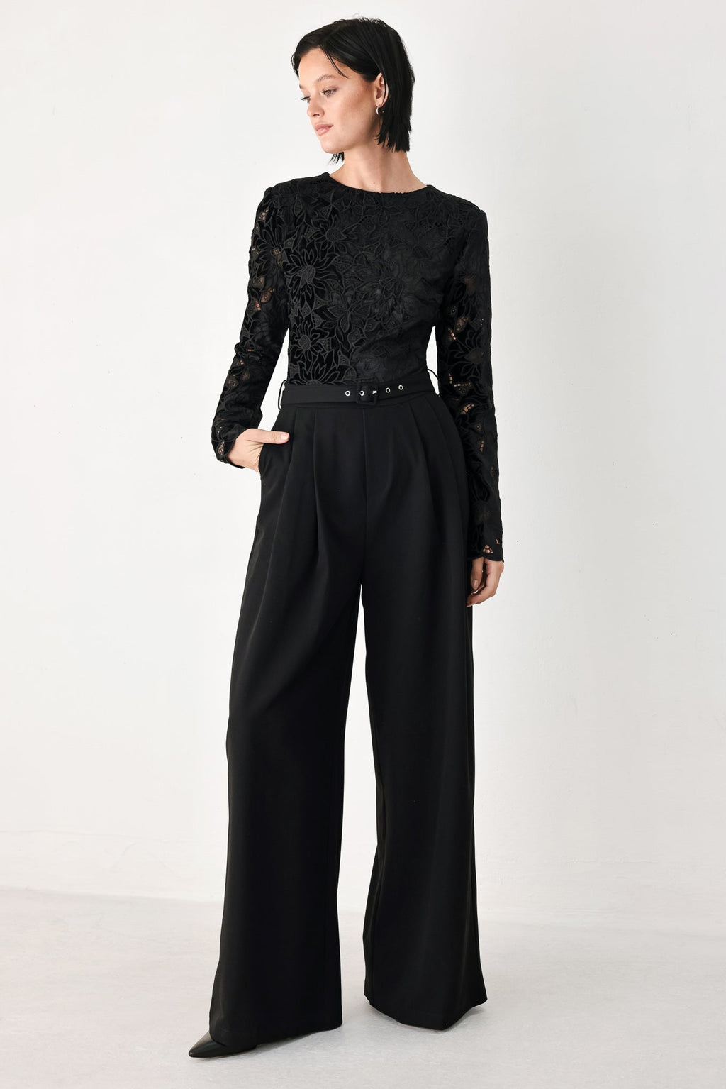 After Dark Lace Wide-Leg Jumpsuit
