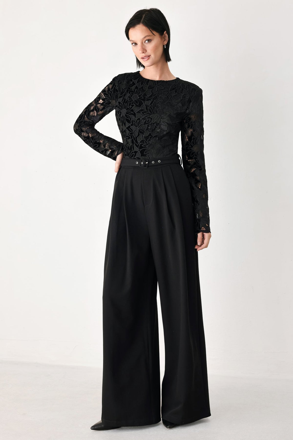 After Dark Lace Wide-Leg Jumpsuit