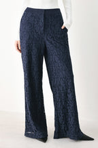 Midnight Petal Flow Lace Pants