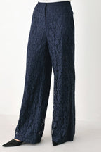 Midnight Petal Flow Lace Pants
