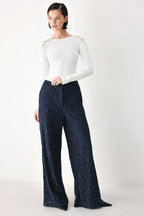 Midnight Petal Flow Lace Pants