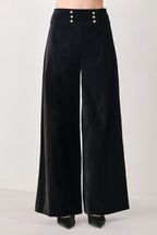 Velvet Command Black Button-Waist Wide-Leg Pants