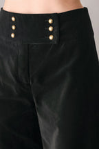 Velvet Command Black Button-Waist Wide-Leg Pants