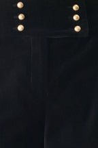 Velvet Command Black Button-Waist Wide-Leg Pants