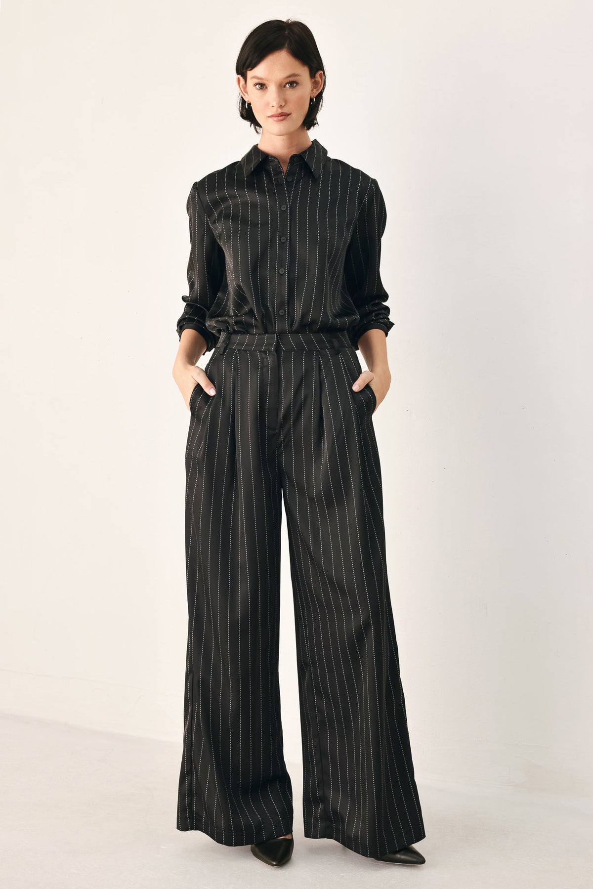 City After Dark Striped Wide-Leg Pants