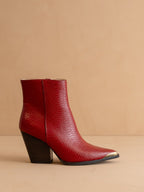 The Frankie | Red Snake Skin Pointed Toe Cap Bootie