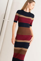 Fall Rhythm Color-Block Midi Sweater Dress
