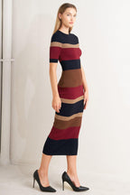 Fall Rhythm Color-Block Midi Sweater Dress