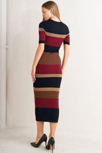 Fall Rhythm Color-Block Midi Sweater Dress