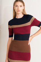 Fall Rhythm Color-Block Midi Sweater Dress