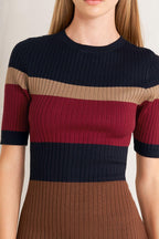 Fall Rhythm Color-Block Midi Sweater Dress