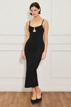 WESTERN EDGE BLACK SWEATER KNIT MIDI DRESS