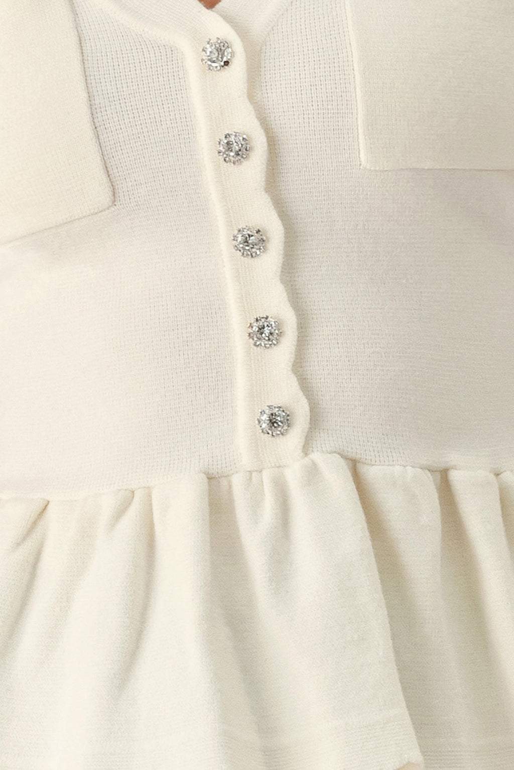 Frosted Cream Pocket-Detail Sweater Top