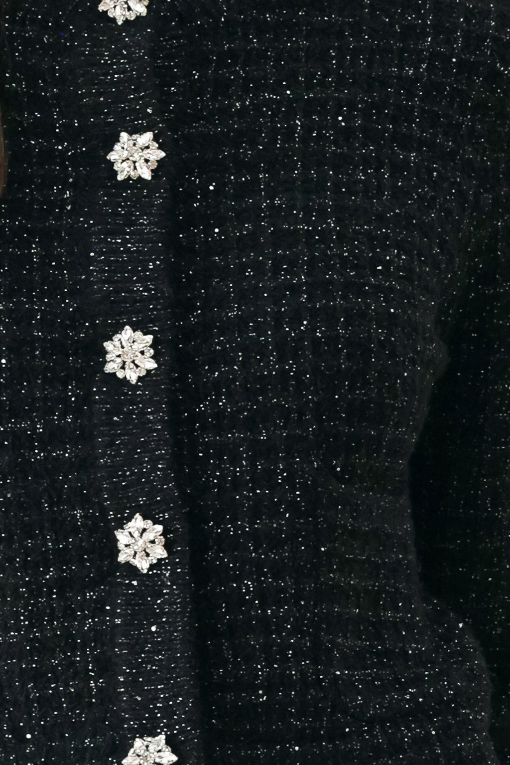 Jeweled Midnight Black Button-Down Cardigan