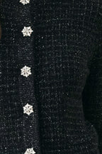 Jeweled Midnight Black Button-Down Cardigan