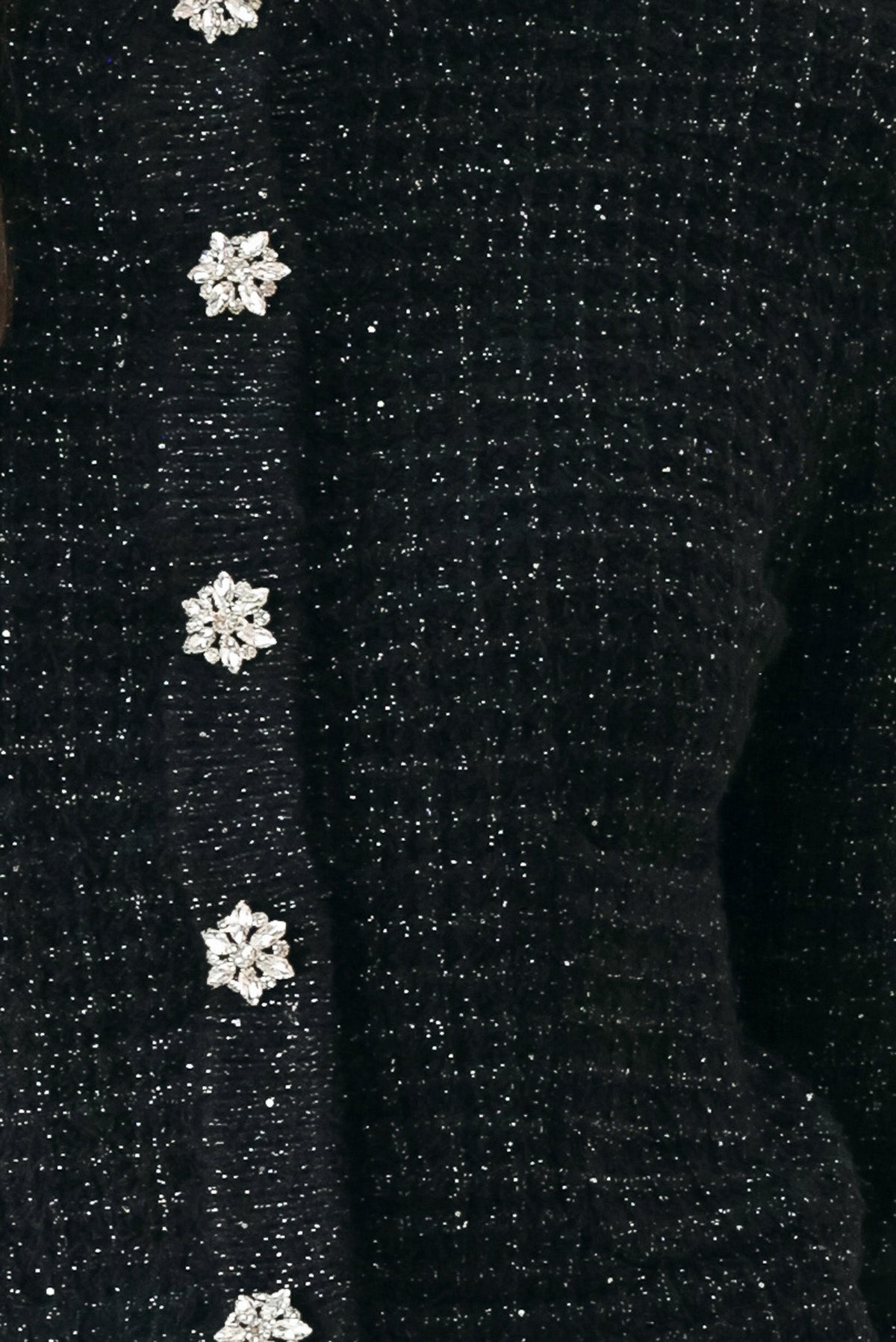 Jeweled Midnight Black Button-Down Cardigan