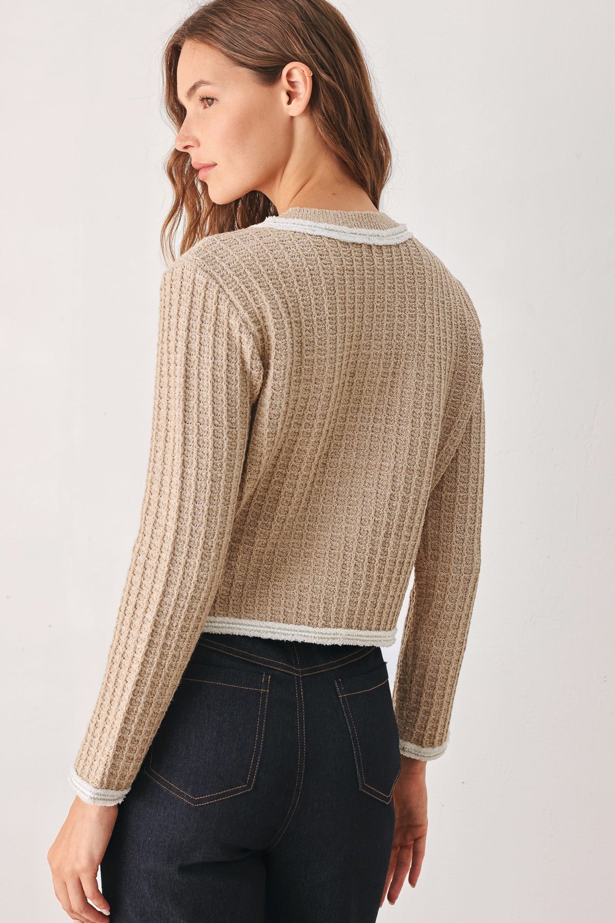 Camelia Contrast-Border Cardigan