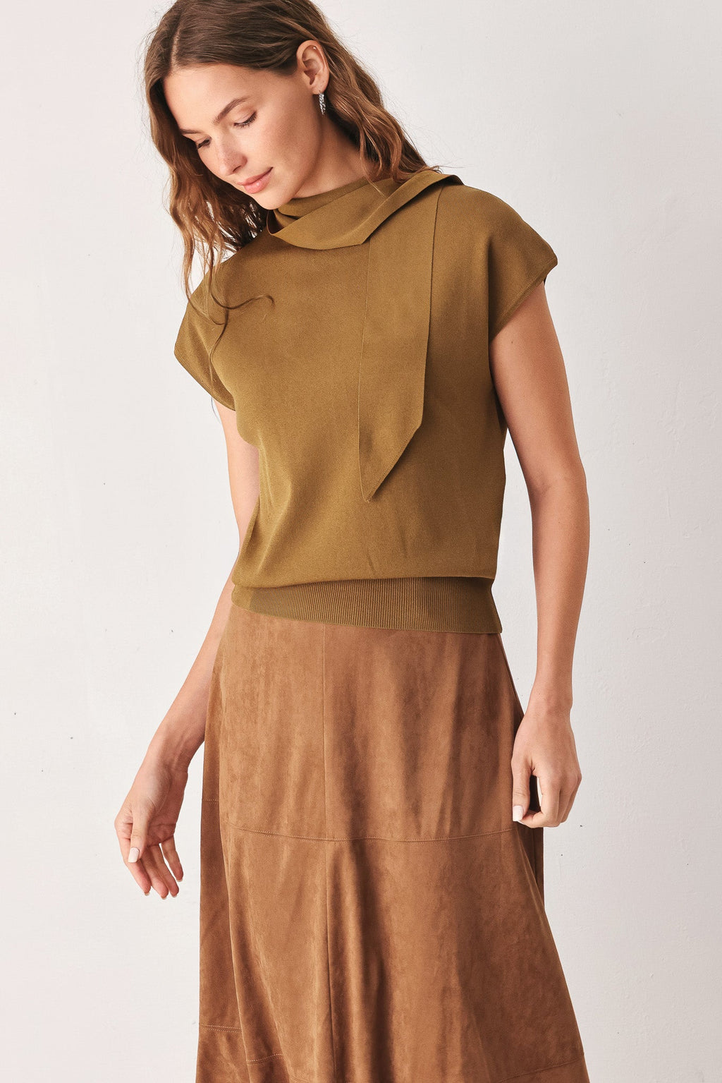 Amberglow Soft Knit Scarf Sweater Top