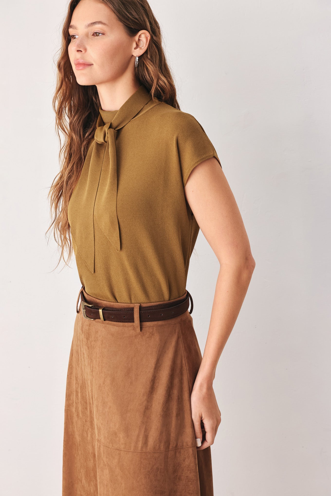 Amberglow Soft Knit Scarf Sweater Top