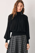 Macadamia Draped Sweater Knit Top
