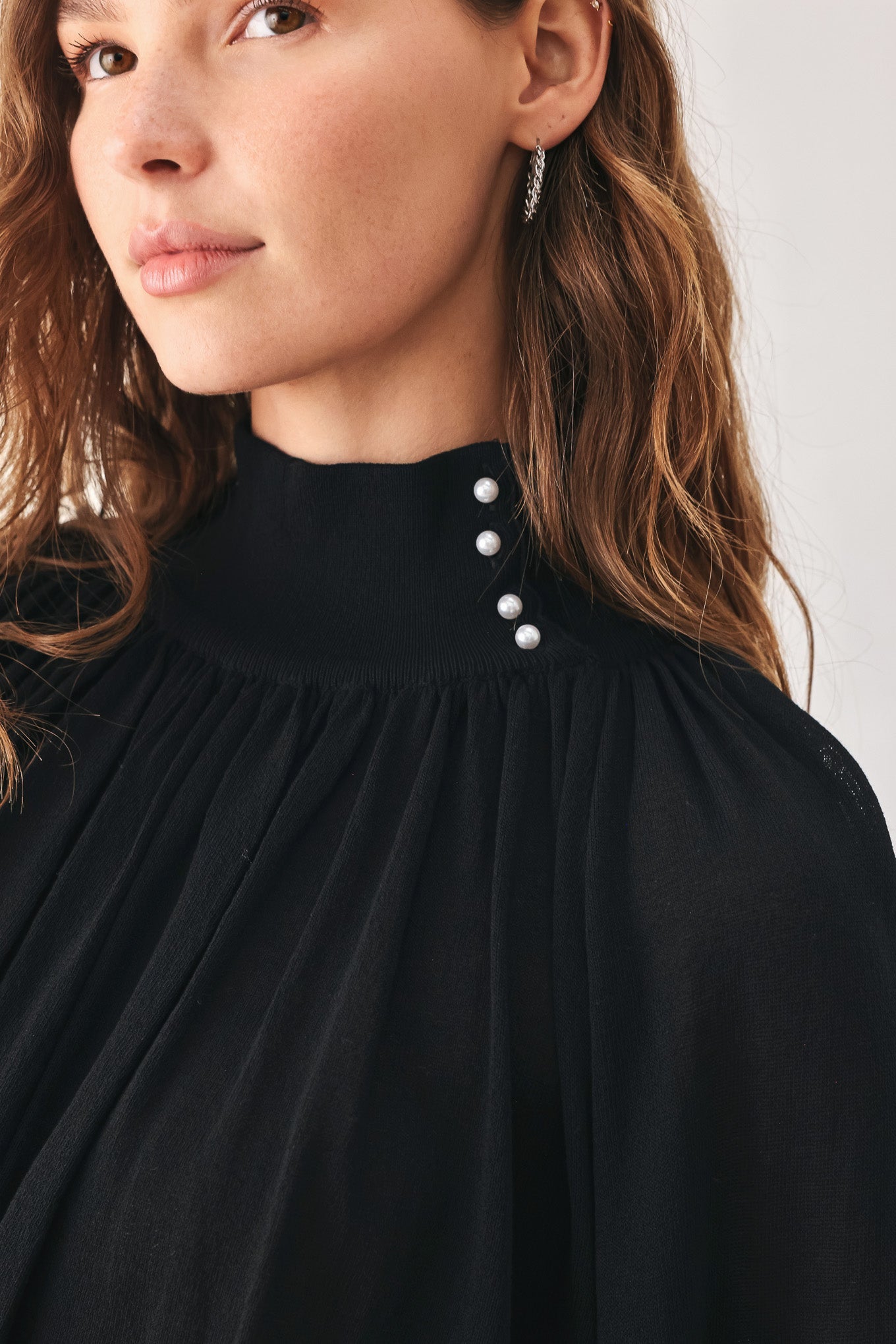 Macadamia Draped Sweater Knit Top