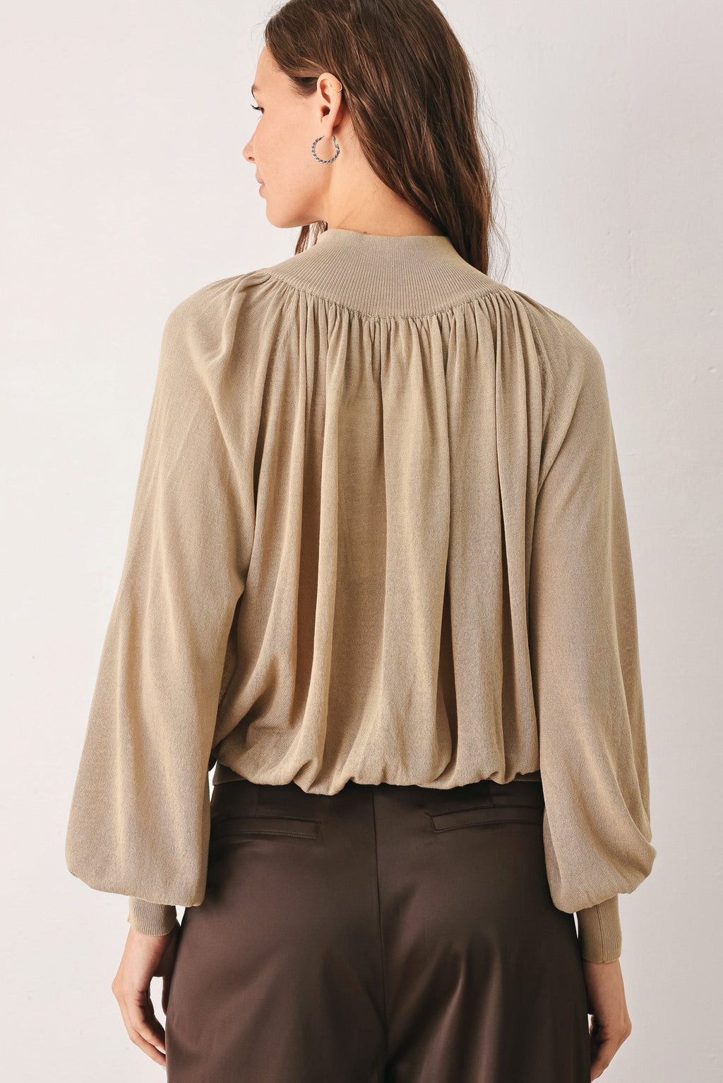 Macadamia Draped Sweater Knit Top