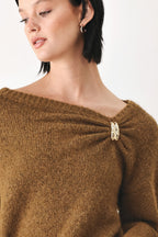 Fireside Charm Cinched Neck Sweater