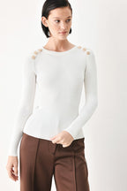 Soft Cream Classic Rib Sweater Top