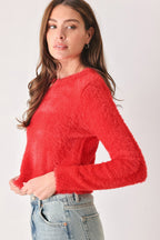 Color Pop Fuzzy Sweater Top