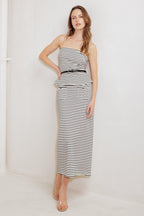 WINDING PATH STRIPED WOVEN TUBE TOP