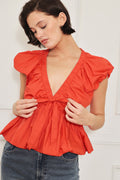 SCARLET COUNTRY GIRL WOVEN TOP