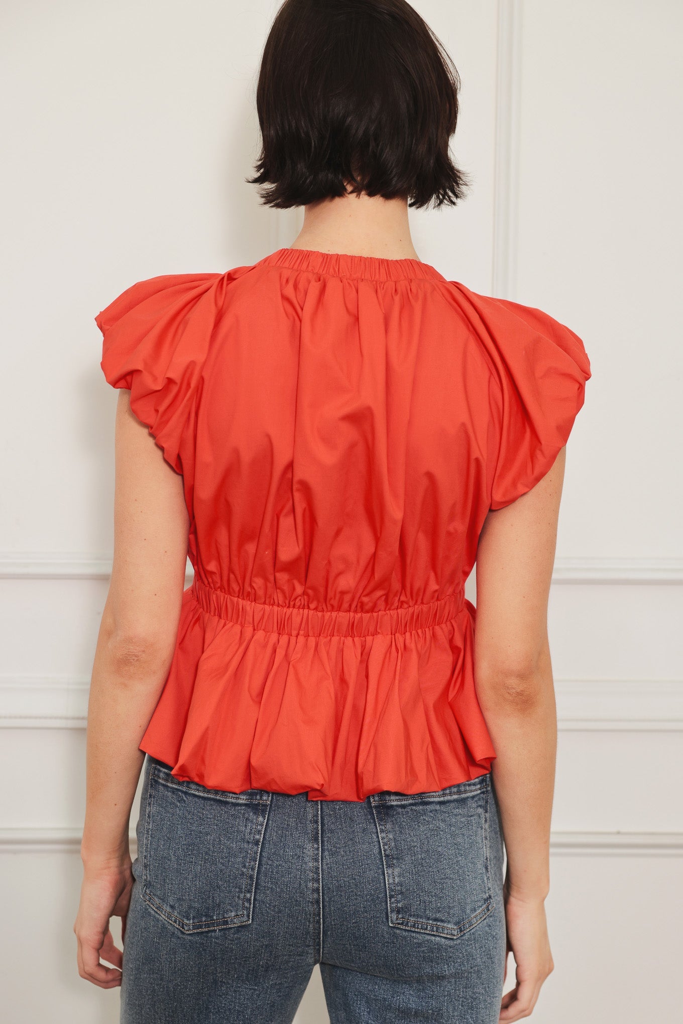 SCARLET COUNTRY GIRL WOVEN TOP