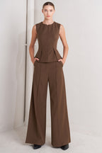 MONDAY FLOW BROWN WOVEN TOP
