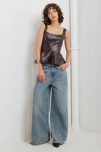 URBAN CHIC MINIMALISM FAUX LEATHER TOP