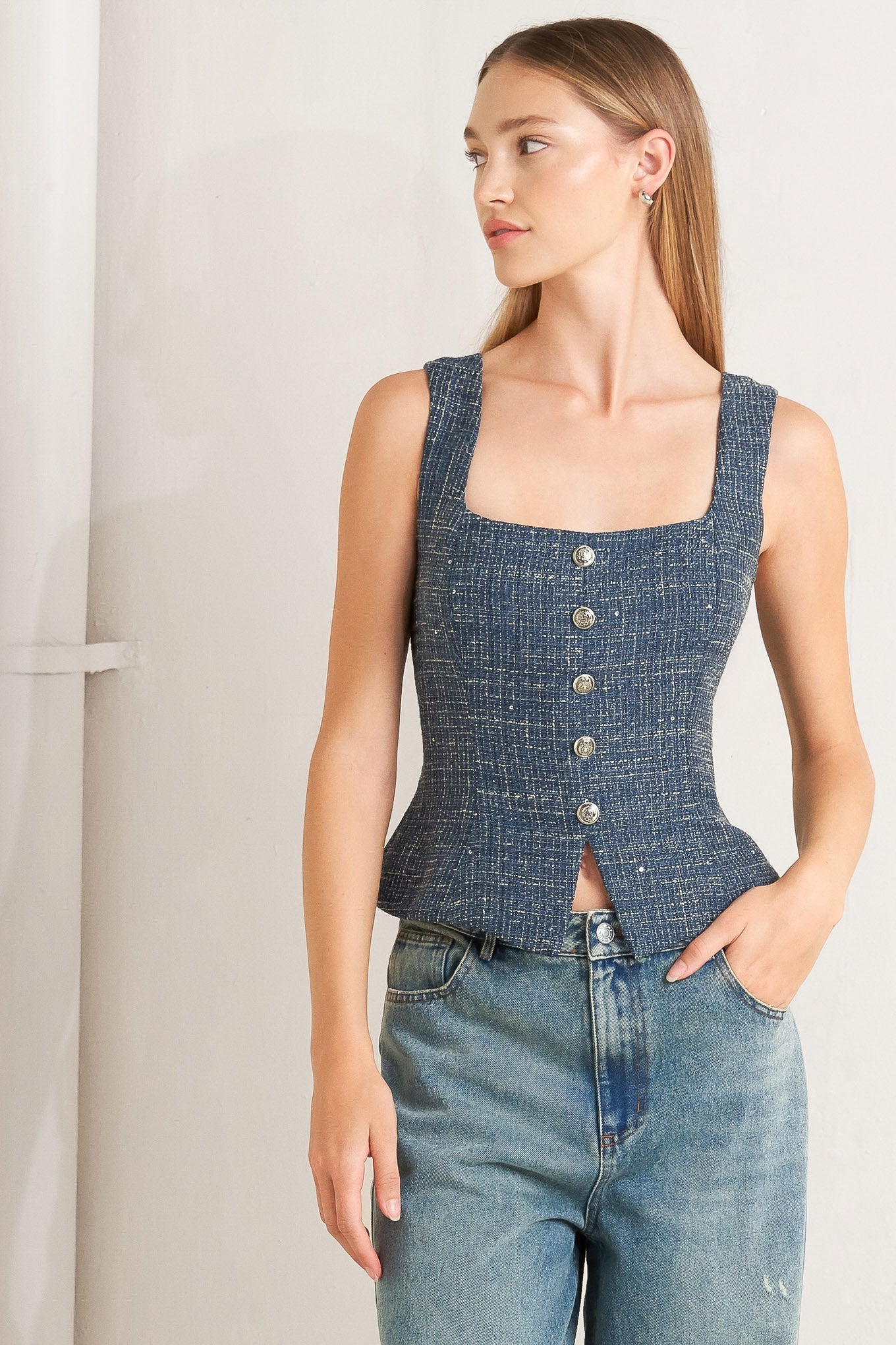 STUDIO FEMME LOOK TWEED TOP