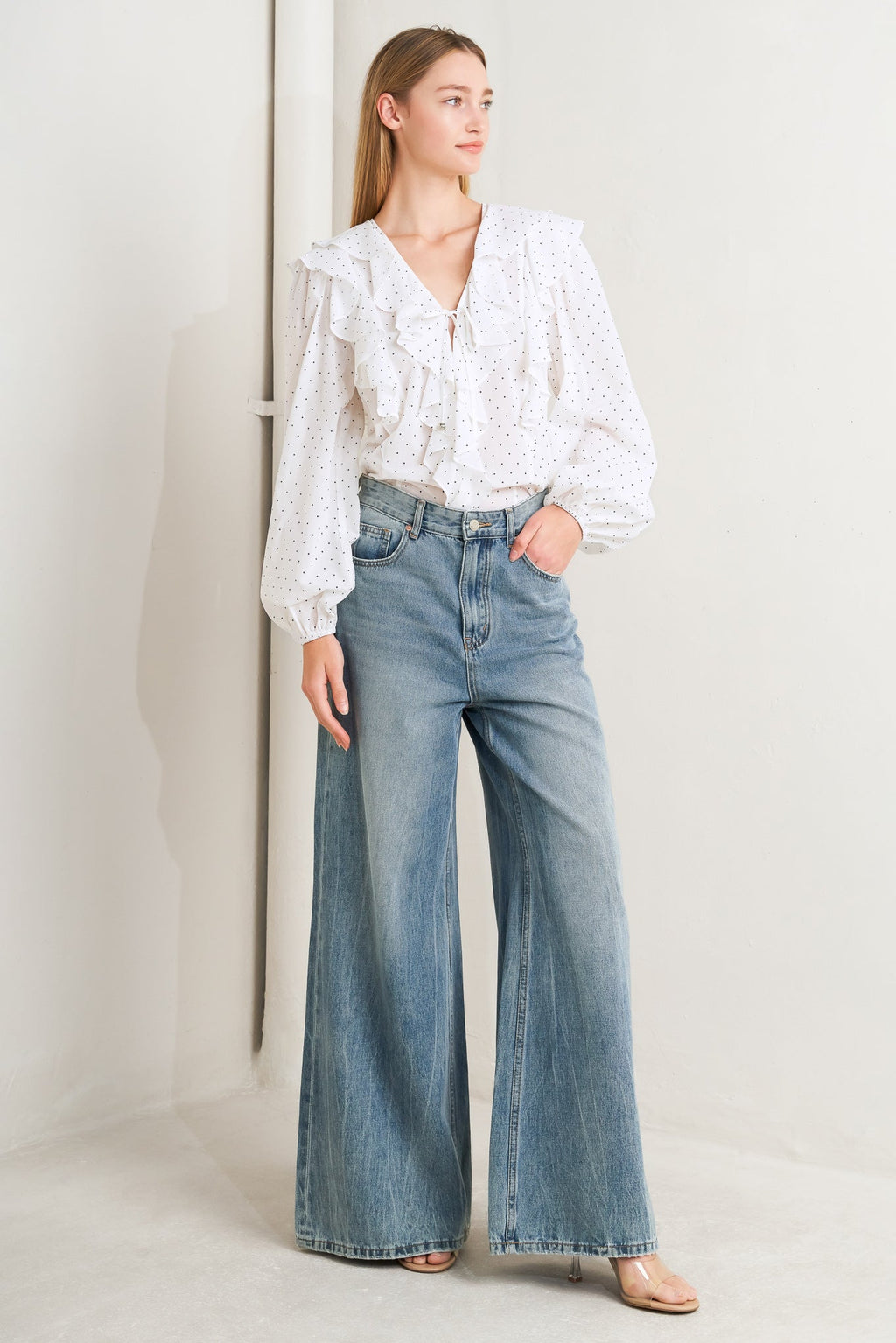 MADE OF DREAMS POLKA DOT WOVEN TOP