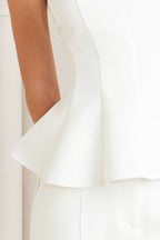 white strapless peplum top